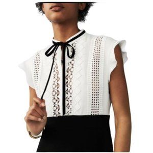 Maje Black and White Lace Dress